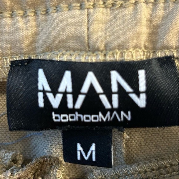 BoohooMAN Men's Beige Joggers Size M Elastic Waist Tapered Ankle Zip Pants - Picture 7 of 12